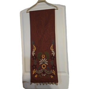 Burnt Orange / Brown Paisley Embroidered Floral Table Runner